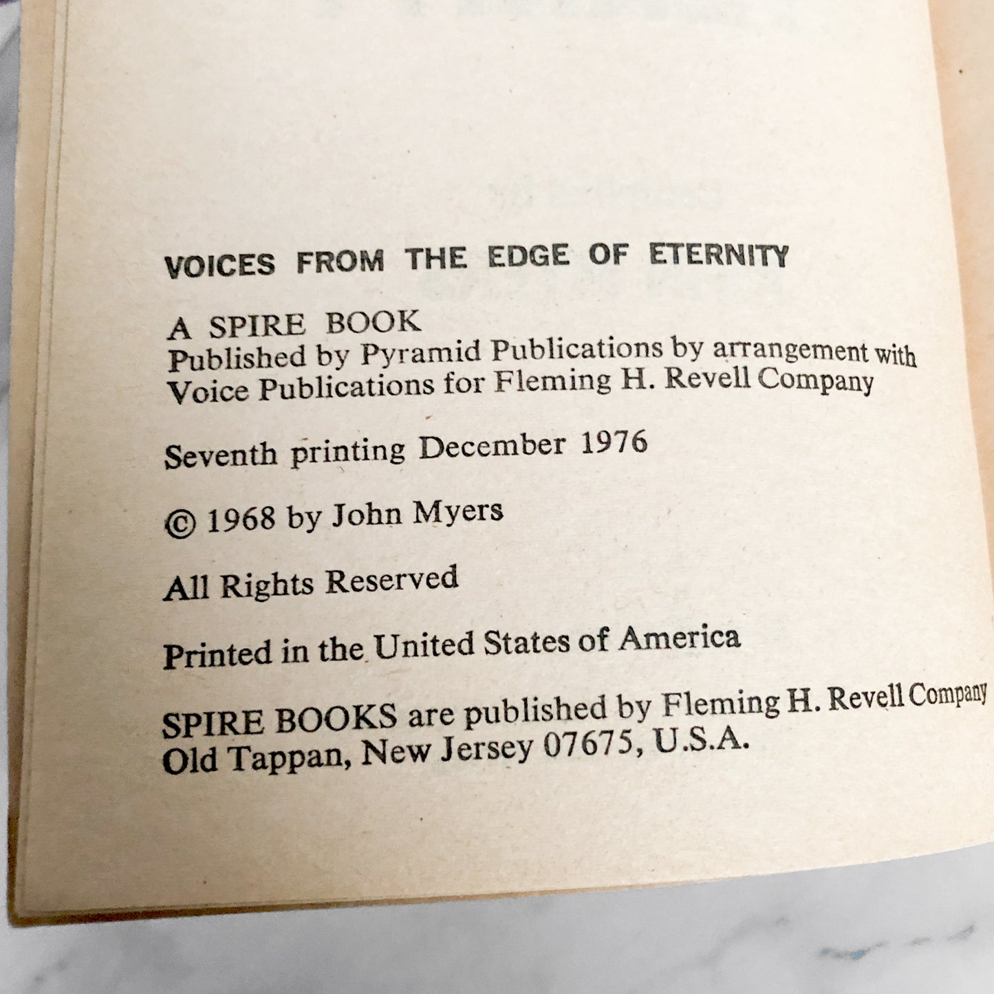 Voices from the Edge of Eternity by John Myers [1976 PAPERBACK]