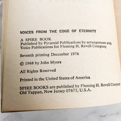 Voices from the Edge of Eternity by John Myers [1976 PAPERBACK]