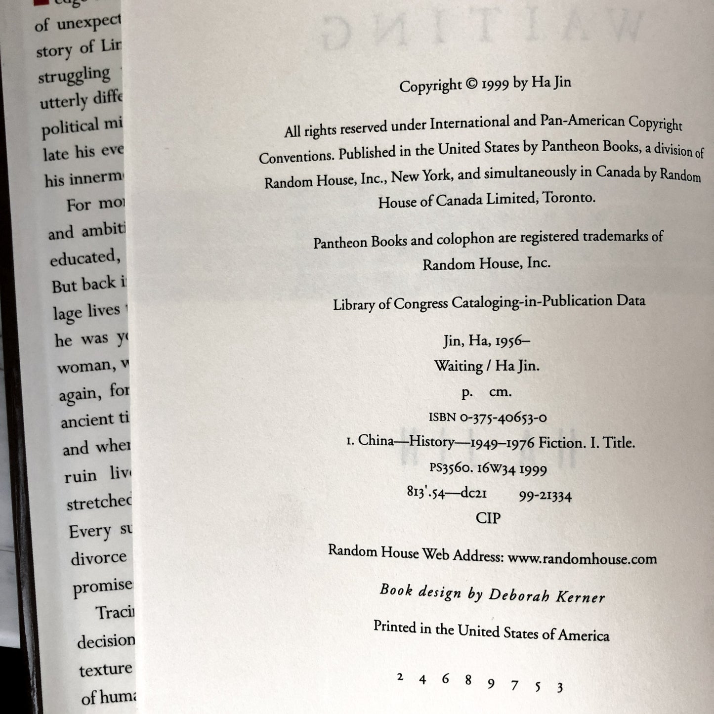 Waiting by Ha Jin [FIRST EDITION] - Bookshop Apocalypse