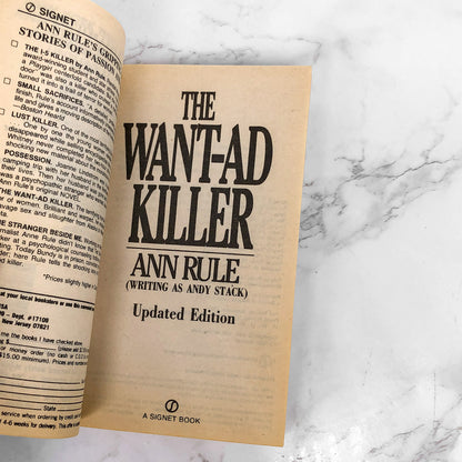 The Want-Ad Killer by Ann Rule [1988 REVISED PAPERBACK]