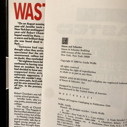 Wasted: The Preppie Murder by Linda Wolfe [FIRST EDITION / 1989] - Bookshop Apocalypse