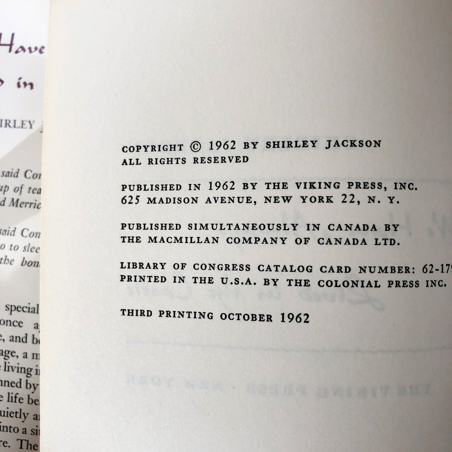 We Have Always Lived in the Castle by Shirley Jackson [FIRST EDITION / THIRD PRINTING] 1962