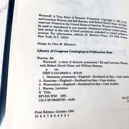 Werewolf by Ed and Lorraine Warren [FIRST EDITION • FIRST PRINTING] 1991