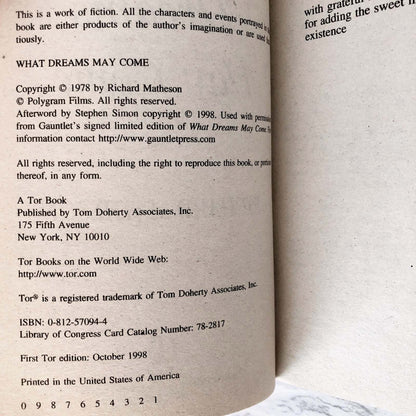 What Dreams May Come by Richard Matheson [1998 PAPERBACK]
