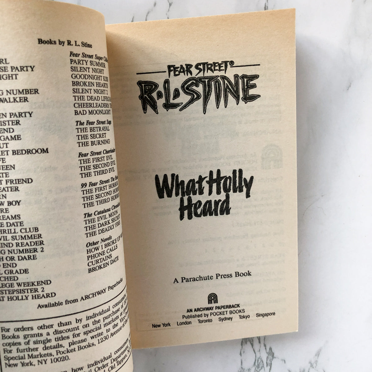 Fear Street #34: What Holly Heard by R.L. Stine [1996 PAPERBACK] - Bookshop Apocalypse