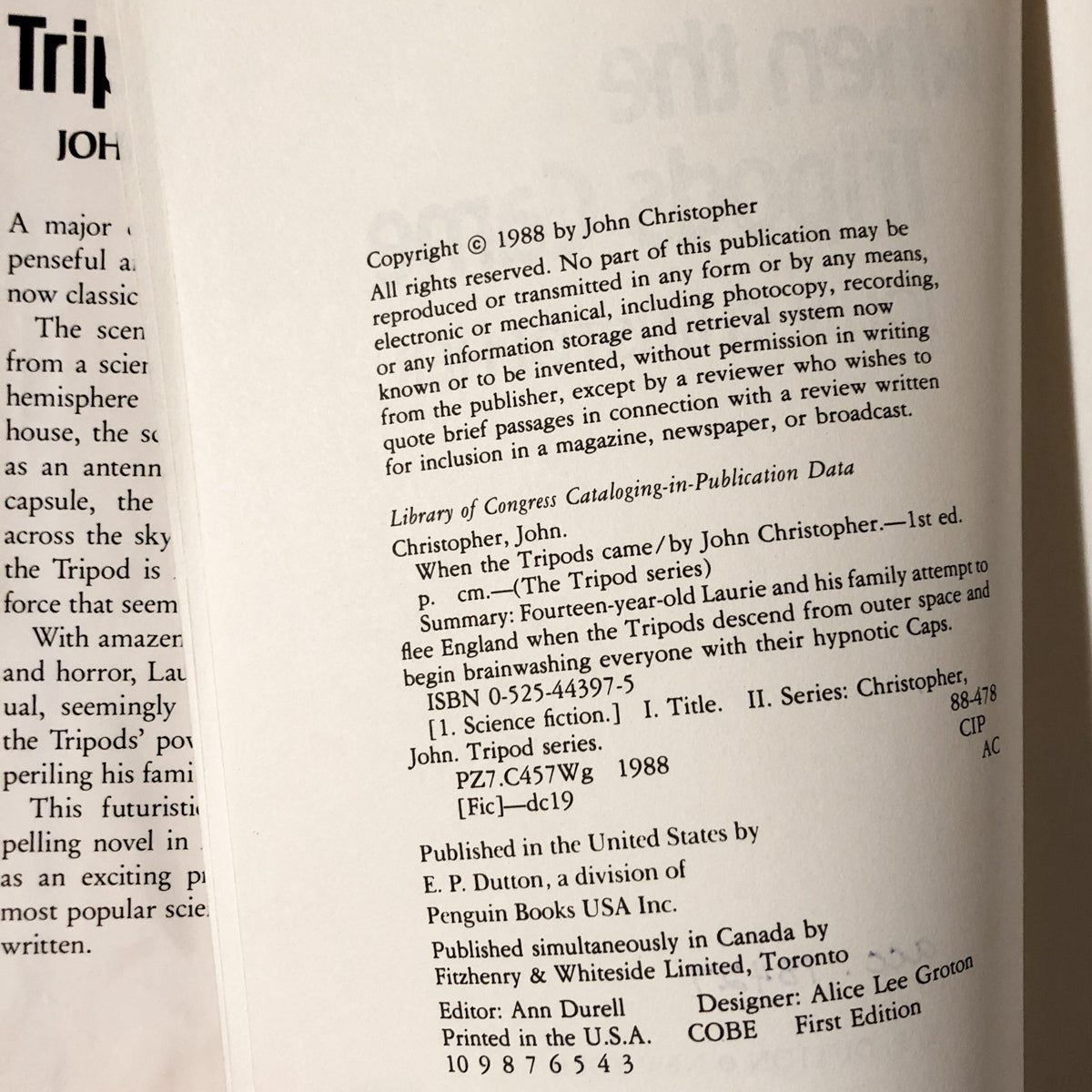 When the Tripods Came by John Christopher [FIRST EDITION / 1988] - Bookshop Apocalypse