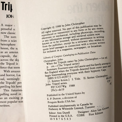 When the Tripods Came by John Christopher [FIRST EDITION / 1988] - Bookshop Apocalypse