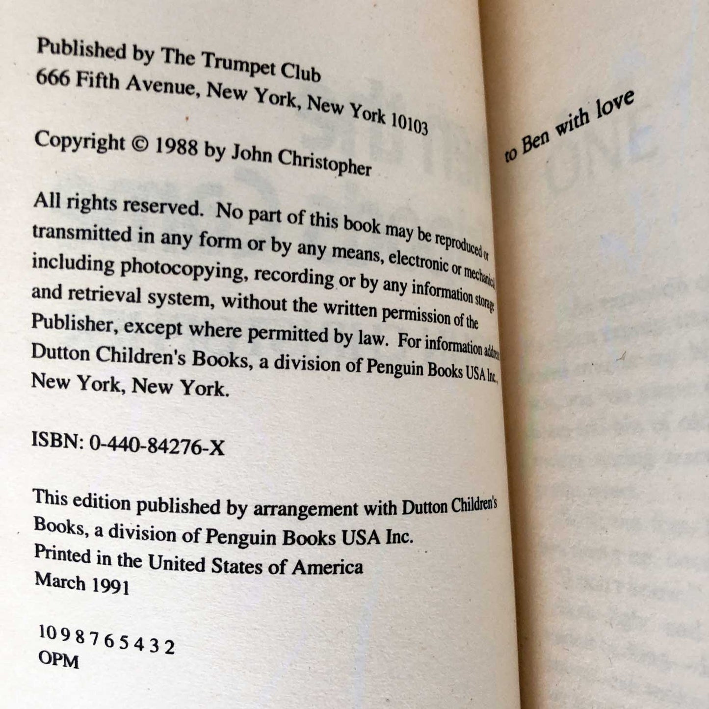 When the Tripods Came by John Christopher [1991 PAPERBACK]