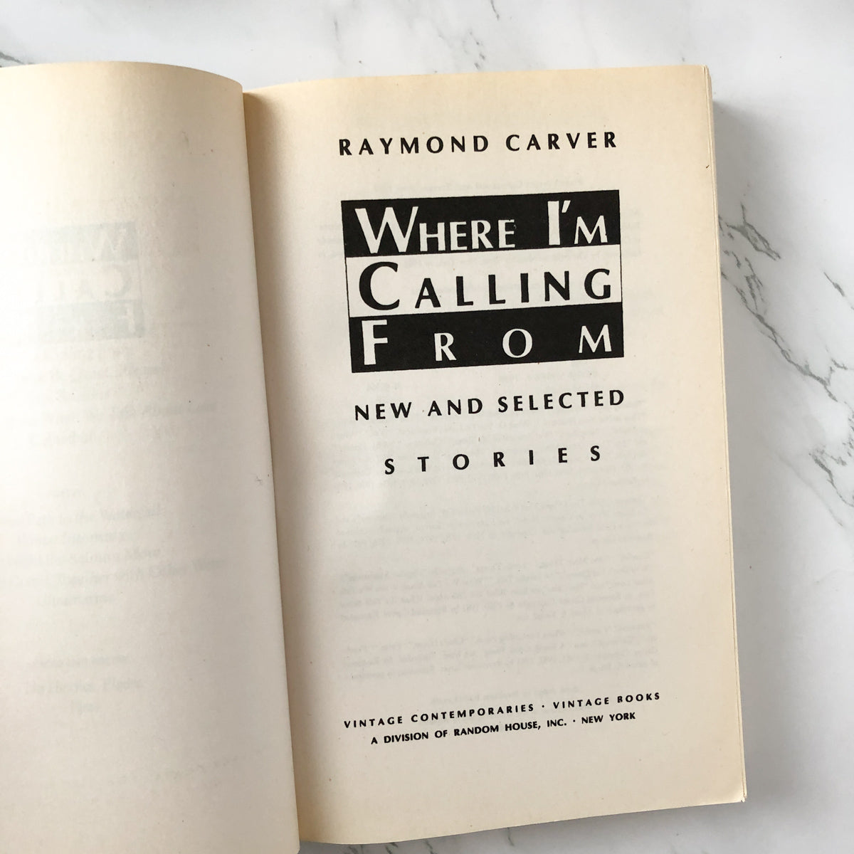 Where I'm Calling From by Raymond Carver [TRADE PAPERBACK / 1989] - Bookshop Apocalypse