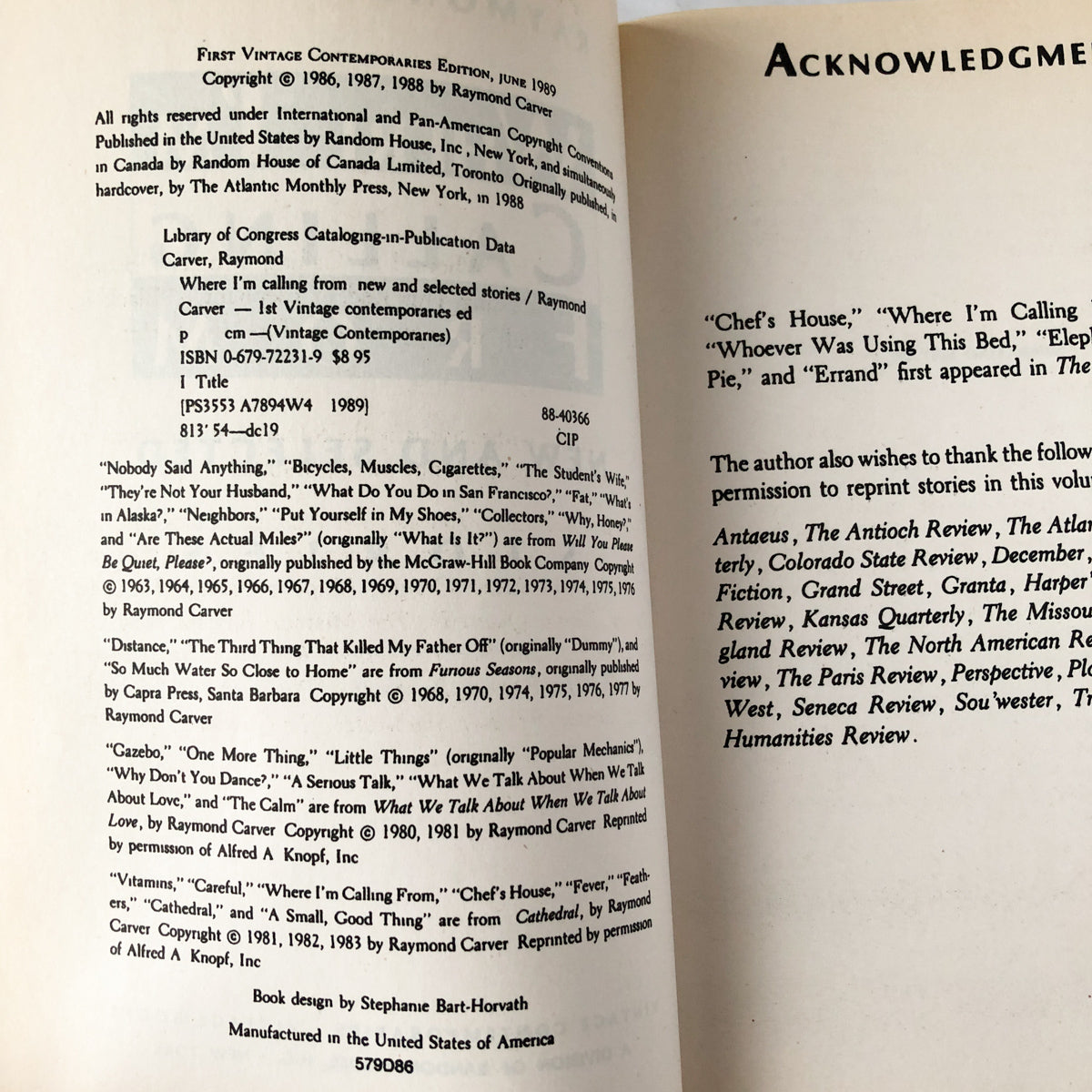 Where I'm Calling From by Raymond Carver [TRADE PAPERBACK / 1989] - Bookshop Apocalypse
