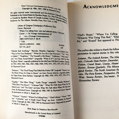 Where I'm Calling From by Raymond Carver [TRADE PAPERBACK / 1989] - Bookshop Apocalypse