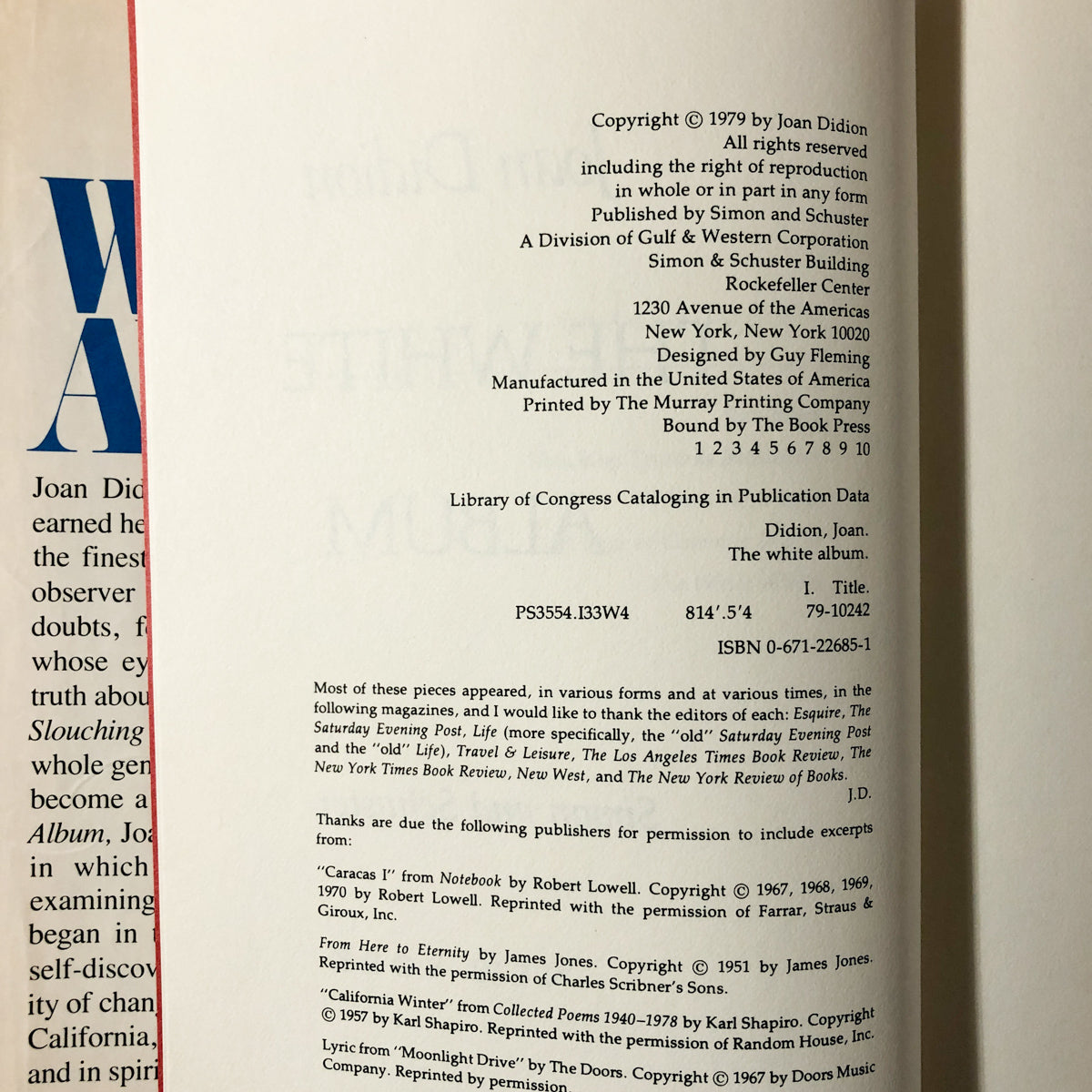 The White Album by Joan Didion [FIRST EDITION / FIRST PRINTING] - Bookshop Apocalypse