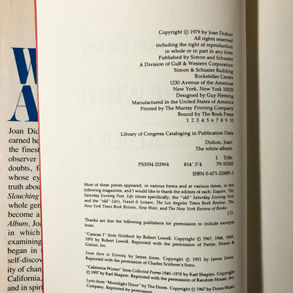 The White Album by Joan Didion [FIRST EDITION / FIRST PRINTING] - Bookshop Apocalypse