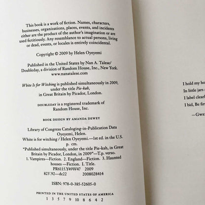 White is For Witching by Helen Oyeyemi [FIRST EDITION / FIRST PRINTING] 2009