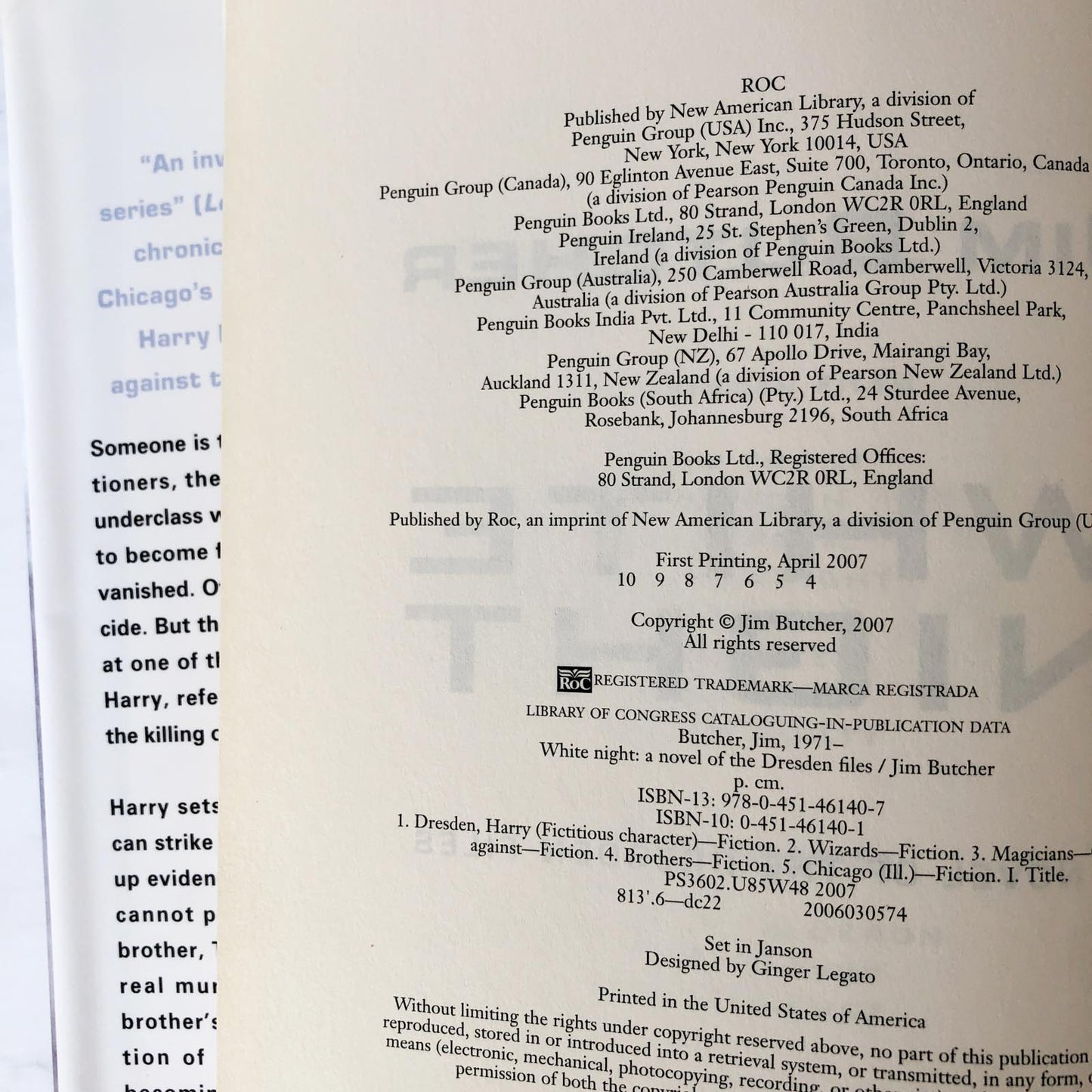 White Night by Jim Butcher [FIRST EDITION] 2007 • Dresden Files #9