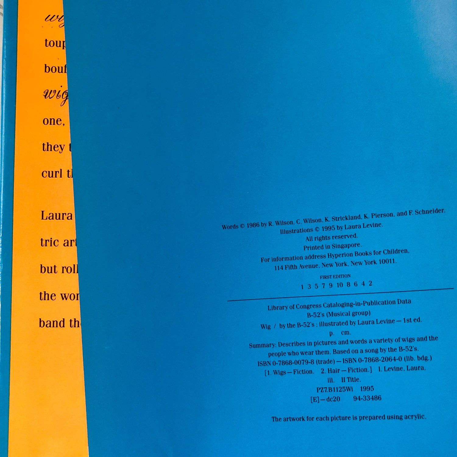 Wig! by The B-52's & Laura Levine [FIRST EDITION] - Bookshop Apocalypse