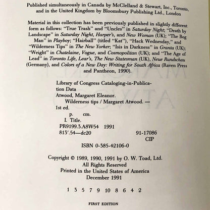 Wilderness Tips by Margaret Atwood [U.S. FIRST EDITION • FIRST PRINTING] 1991