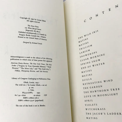 The Wild Iris by Louise Glück [FIRST PAPERBACK PRINTING] 1992 • The Ecco Press