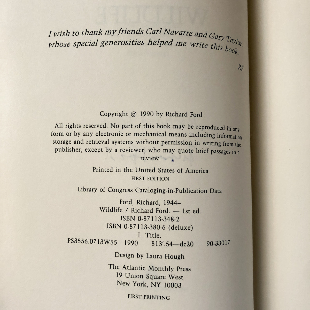 Wildlife by Richard Ford SIGNED! [FIRST EDITION] - Bookshop Apocalypse