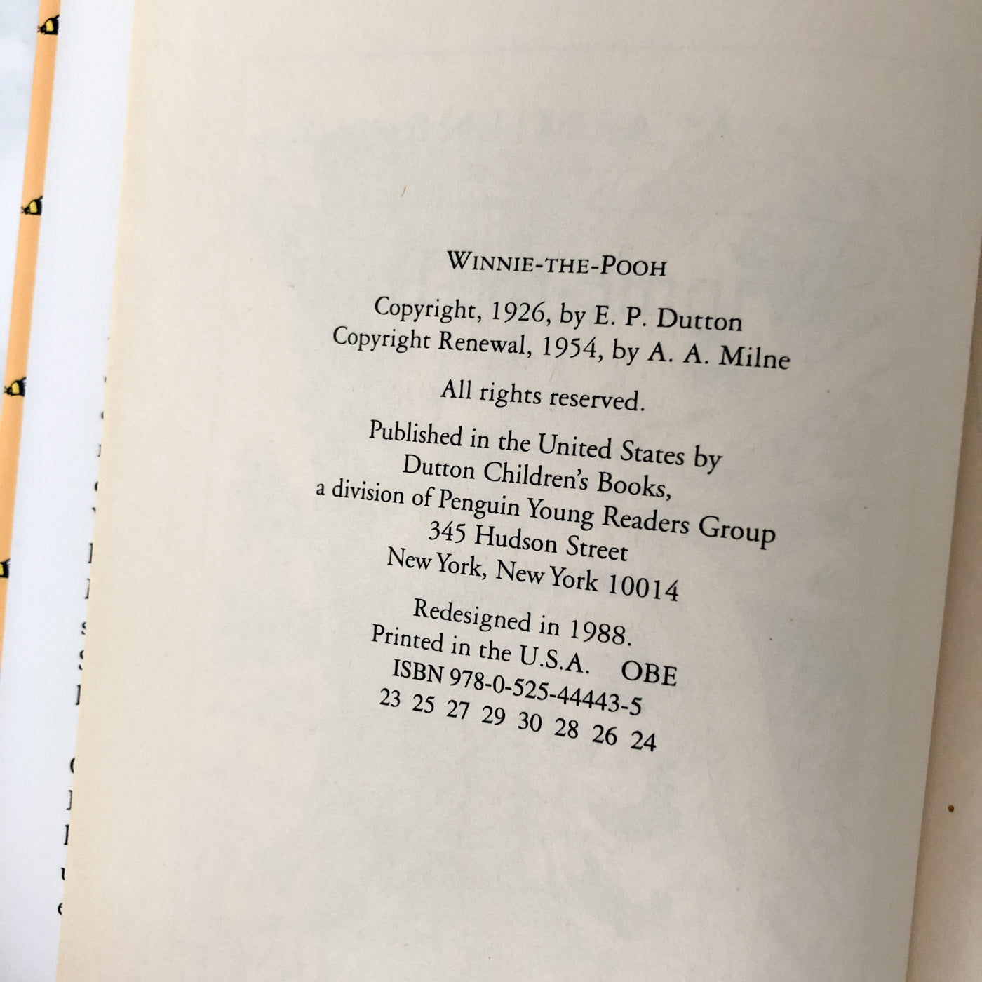 Winnie The Pooh by A.A. Milne [1988 HARDCOVER REISSUE]