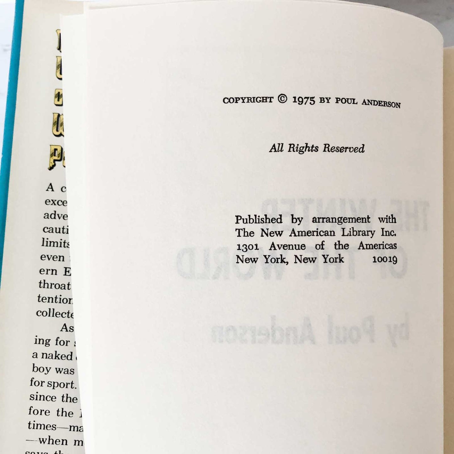 The Winter of the World by Poul Anderson [FIRST BOOK CLUB EDITION / 1975]