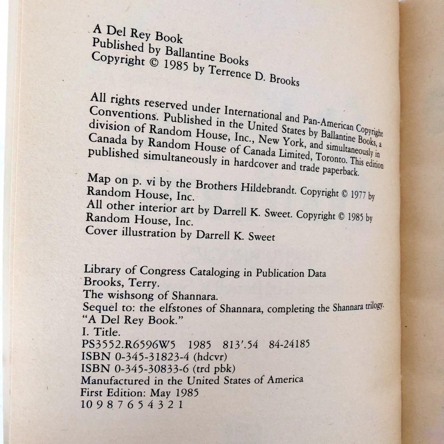 The Wishsong of Shannara by Terry Brooks [FIRST EDITION / 1985]