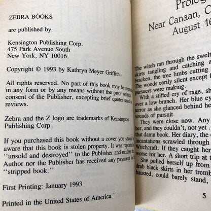 Witches by Kathryn Meyer Griffith [FIRST PRINTING] 1993 ☙ Zebra Horror