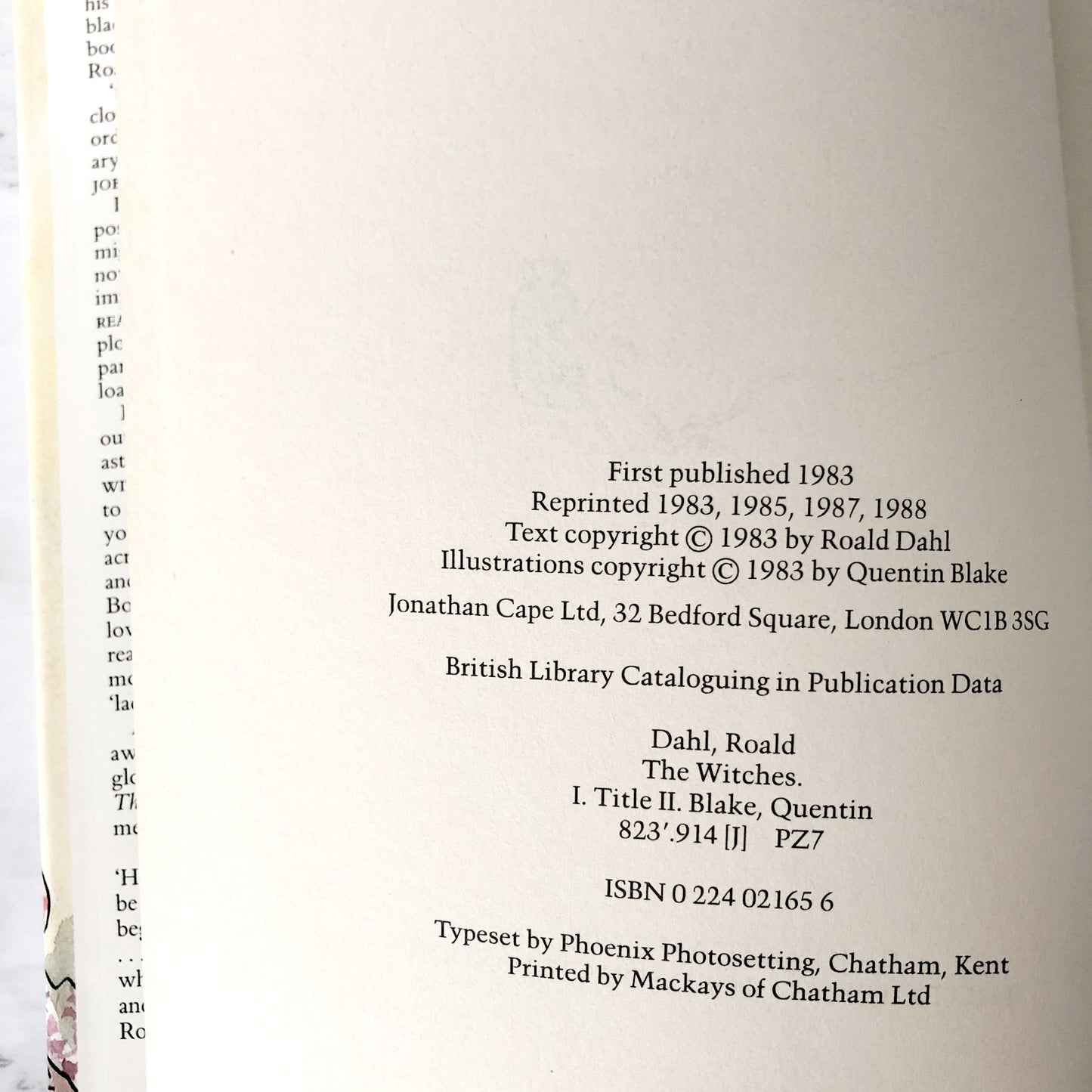 The Witches by Roald Dahl [U.K. FIRST EDITION / FIFTH PRINTING]