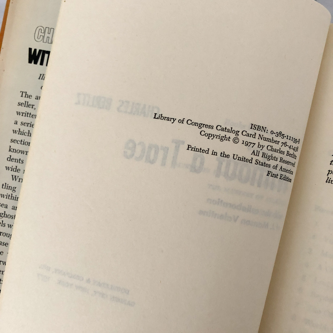 Without a Trace by Charles Berlitz [FIRST EDITION / 1977]