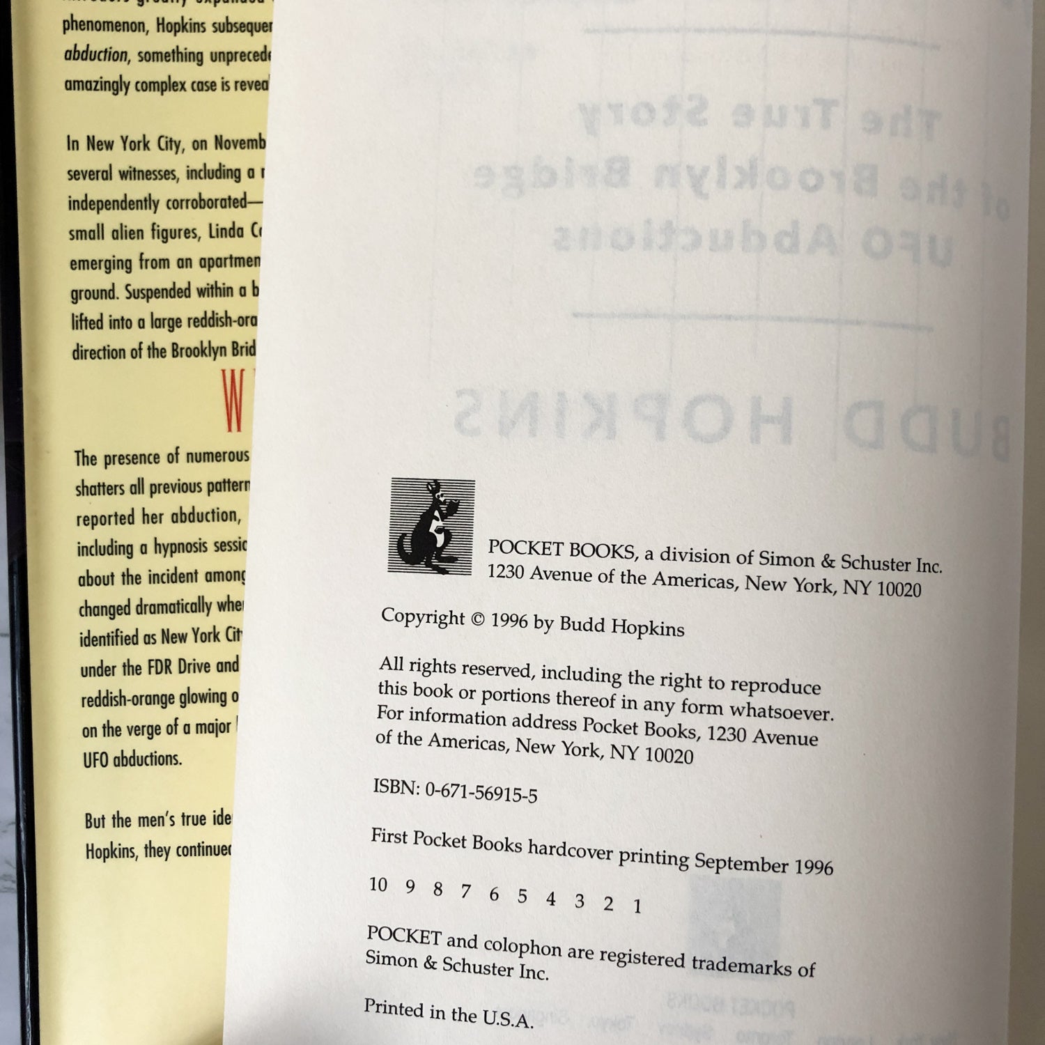 Witnessed: The True Story of the Brooklyn Bridge UFO Abductions by Budd Hopkins [FIRST EDITION] - Bookshop Apocalypse