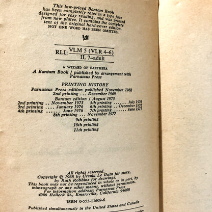 A Wizard of Earthsea by Ursula K. Le Guin [1977 PAPERBACK] - Bookshop Apocalypse