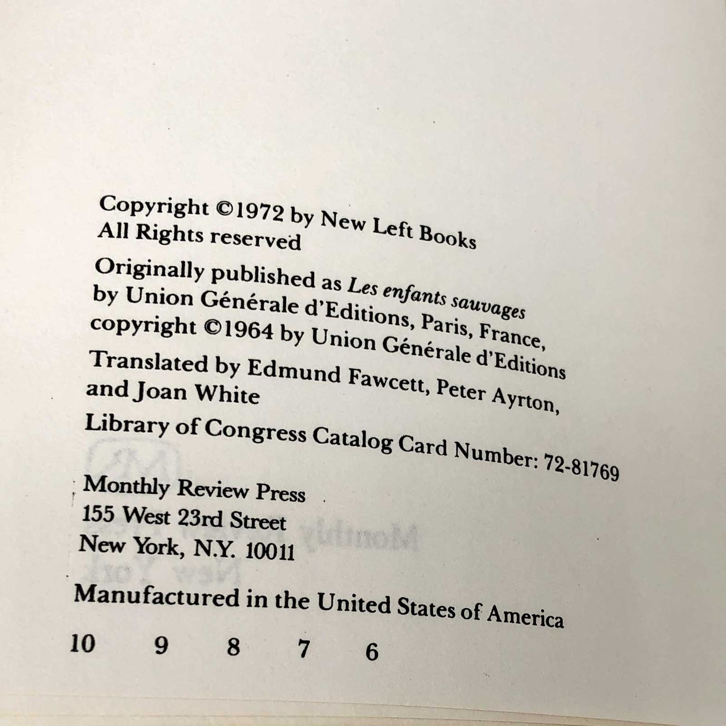 Wolf Children & the Problem of Human Nature by Lucien Malson [U.S. FIRST EDITION PAPERBACK] 1972