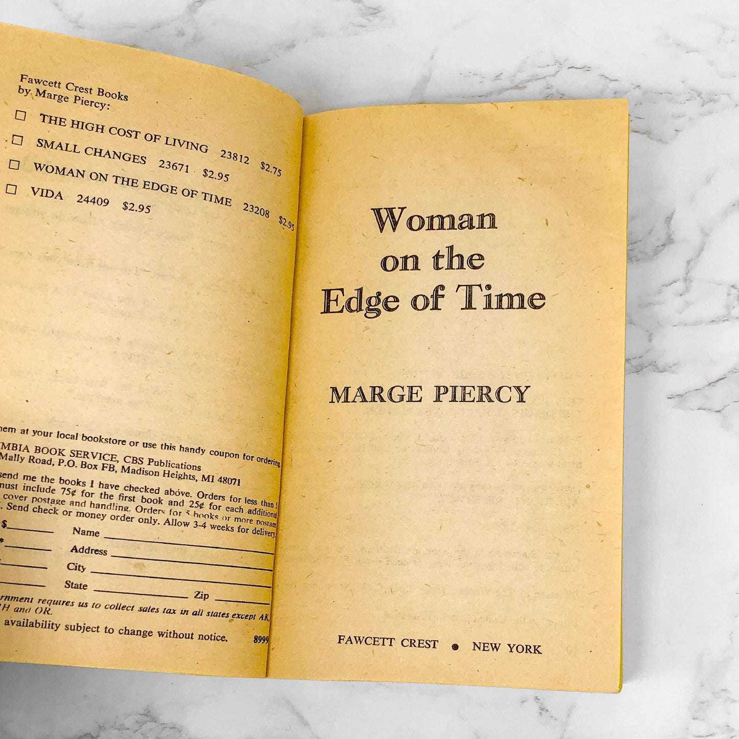 Woman on the Edge of Time by Marge Piercy [FIRST EDITION PAPERBACK] 1976
