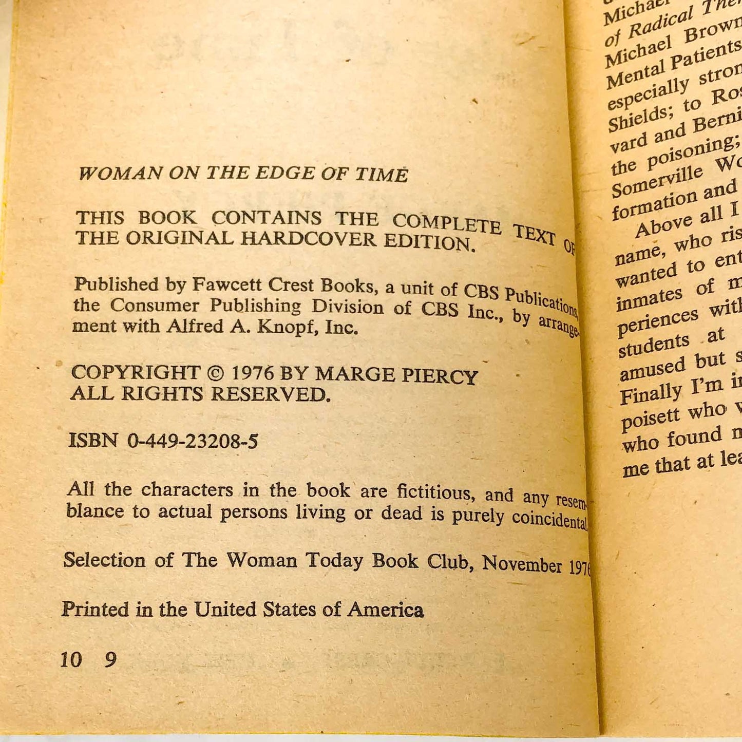 Woman on the Edge of Time by Marge Piercy [FIRST EDITION PAPERBACK] 1976