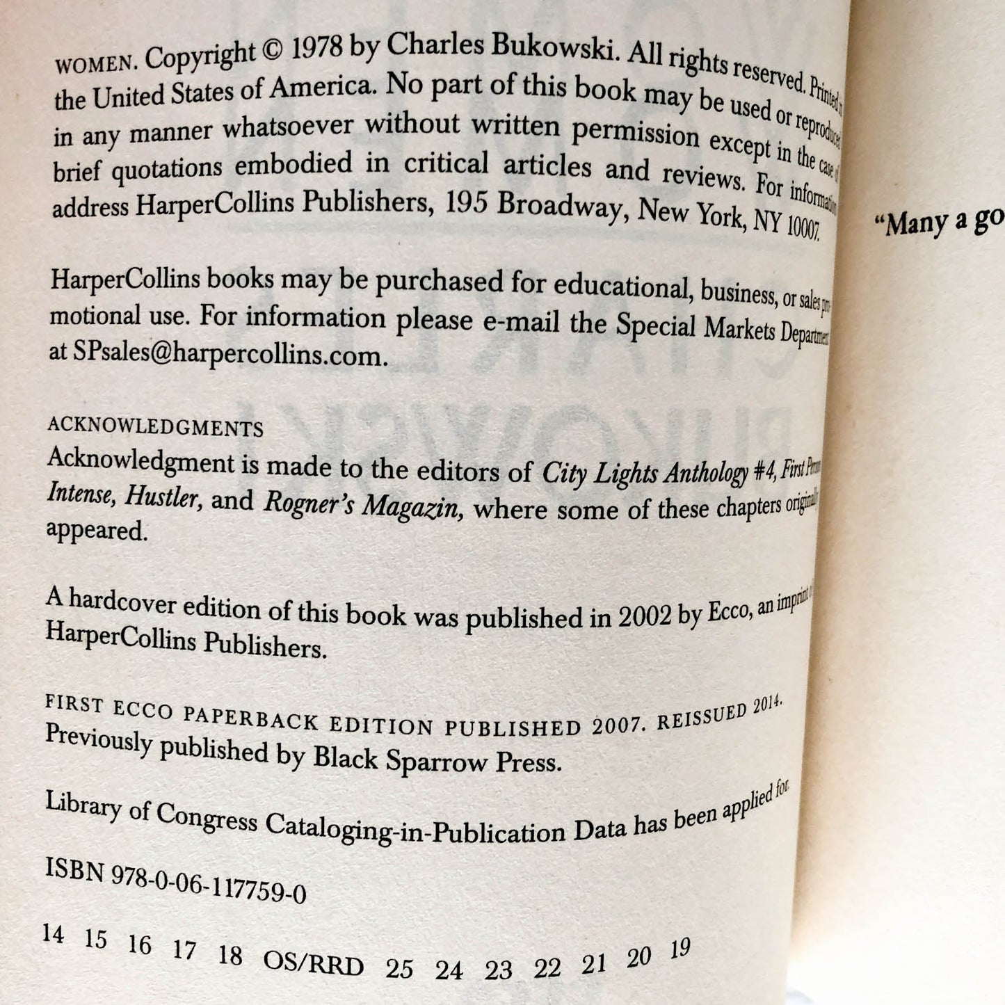 Women by Charles Bukowski [TRADE PAPERBACK / 2014]