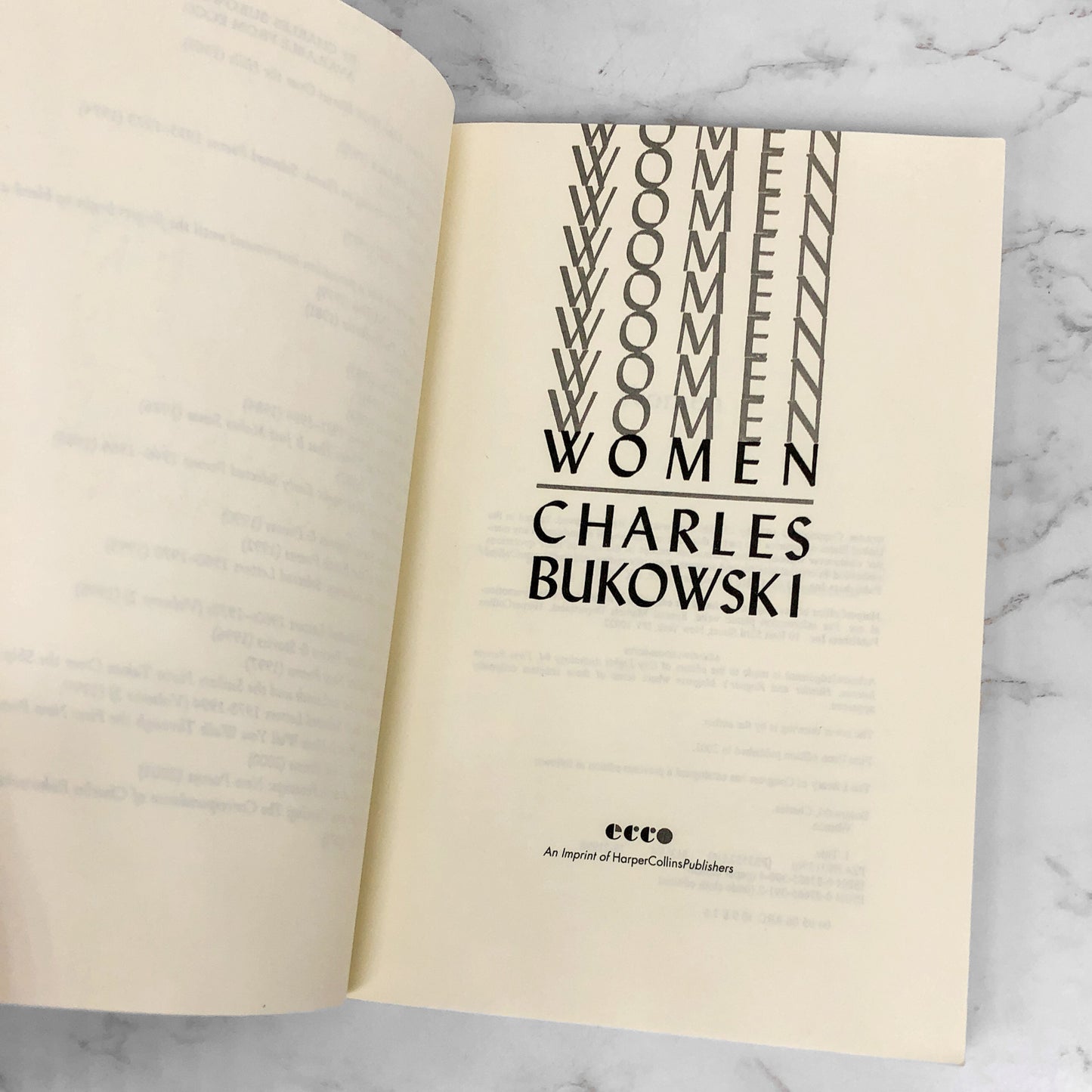 Women by Charles Bukowski [TRADE PAPERBACK RE-ISSUE] 2002 • Ecco