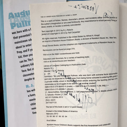 Wonder by R.J. Palacio [SIGNED! FIRST EDITION] - Bookshop Apocalypse