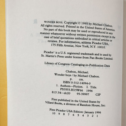 Wonder Boys by Michael Chabon [FIRST PAPERBACK PRINTING] - Bookshop Apocalypse