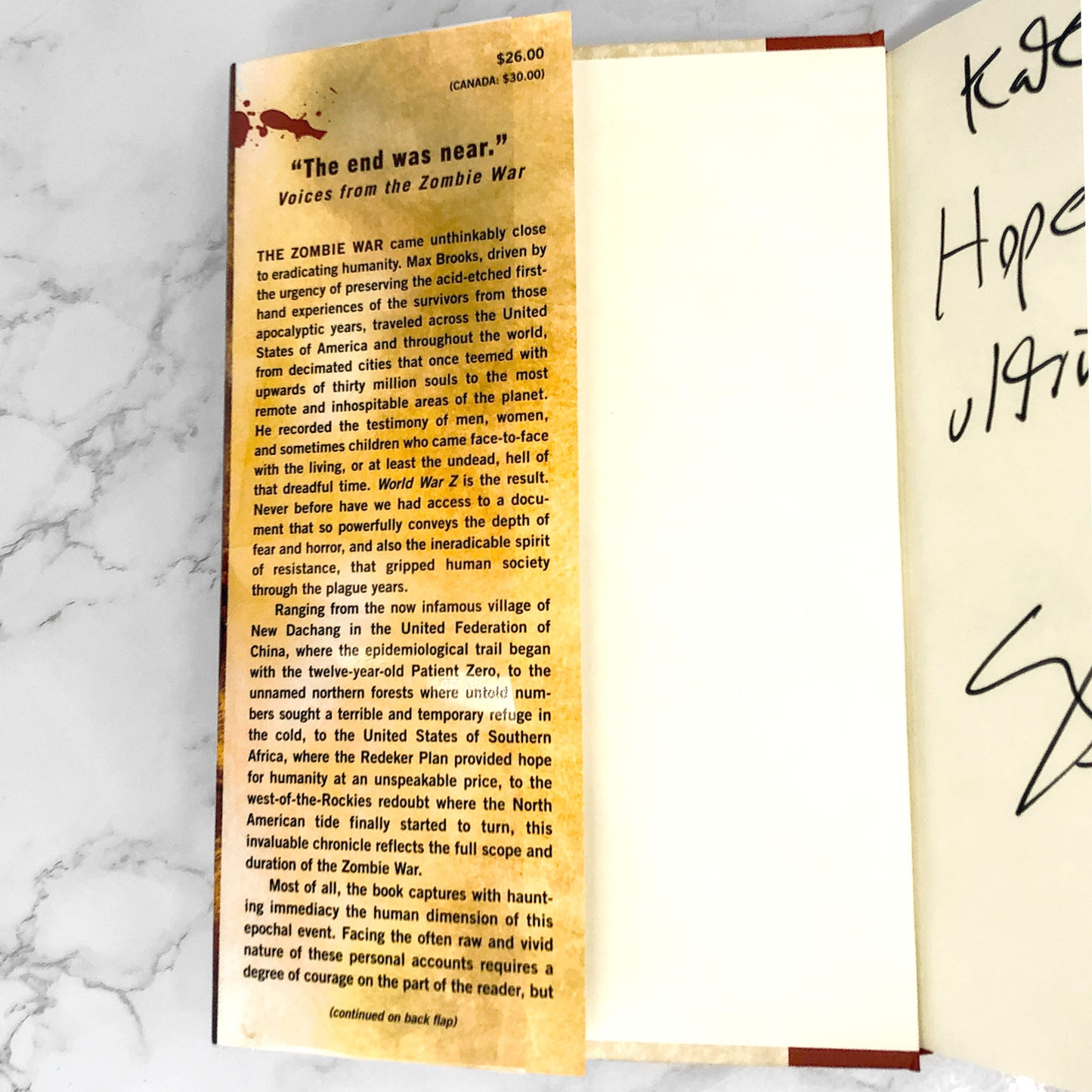 World War Z by Max Brooks SIGNED! [FIRST EDITION] 2006