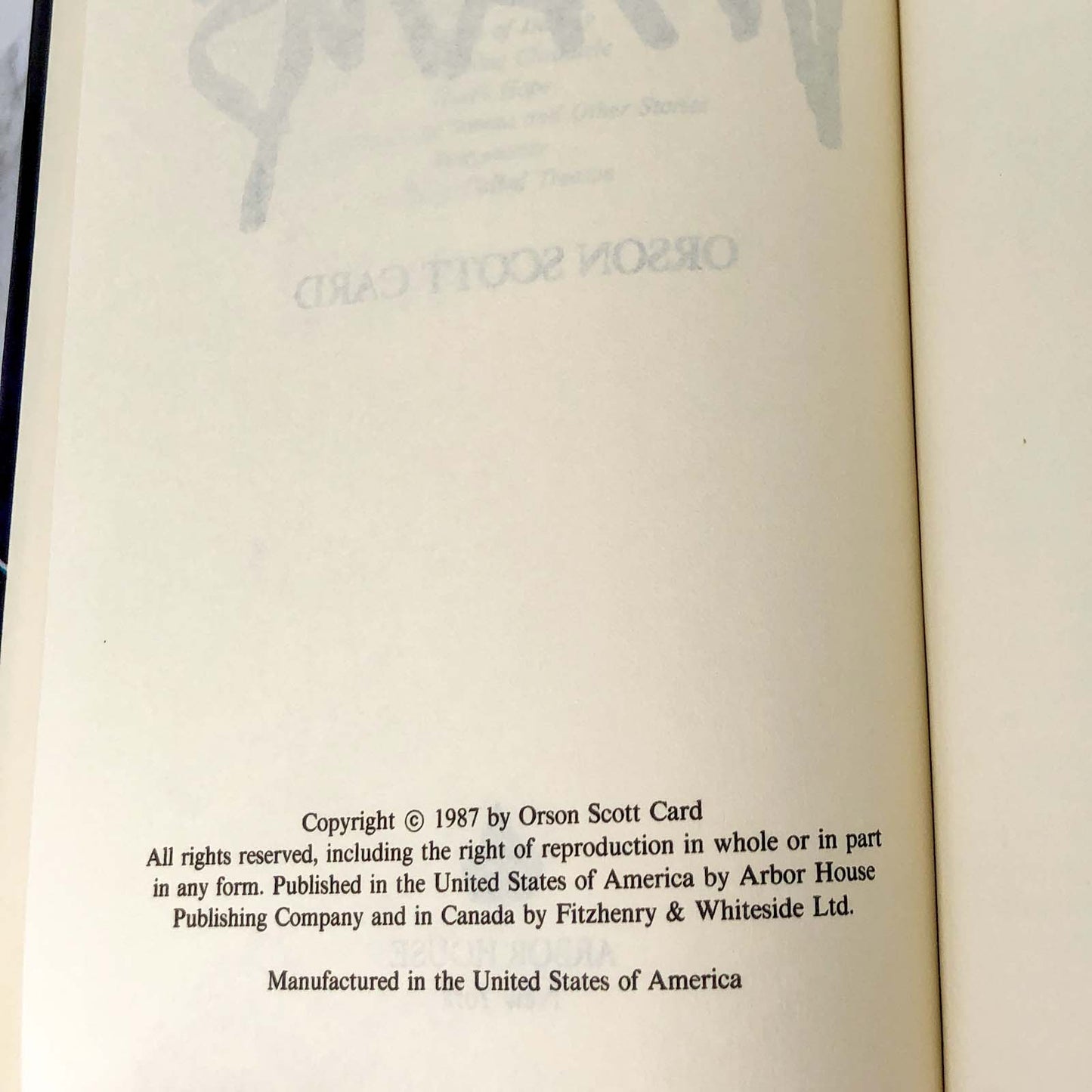 Wyrms by Orson Scott Card [1987 HARDCOVER]