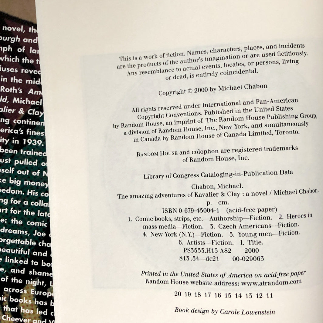 The Amazing Adventures of Kavalier & Clay by Michael Chabon [FIRST EDITION] - Bookshop Apocalypse