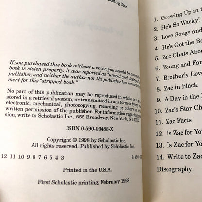 Zac Attack! Hanson's Little Brother by Tracey West [TRADE PAPERBACK] 1998 • Scholastic