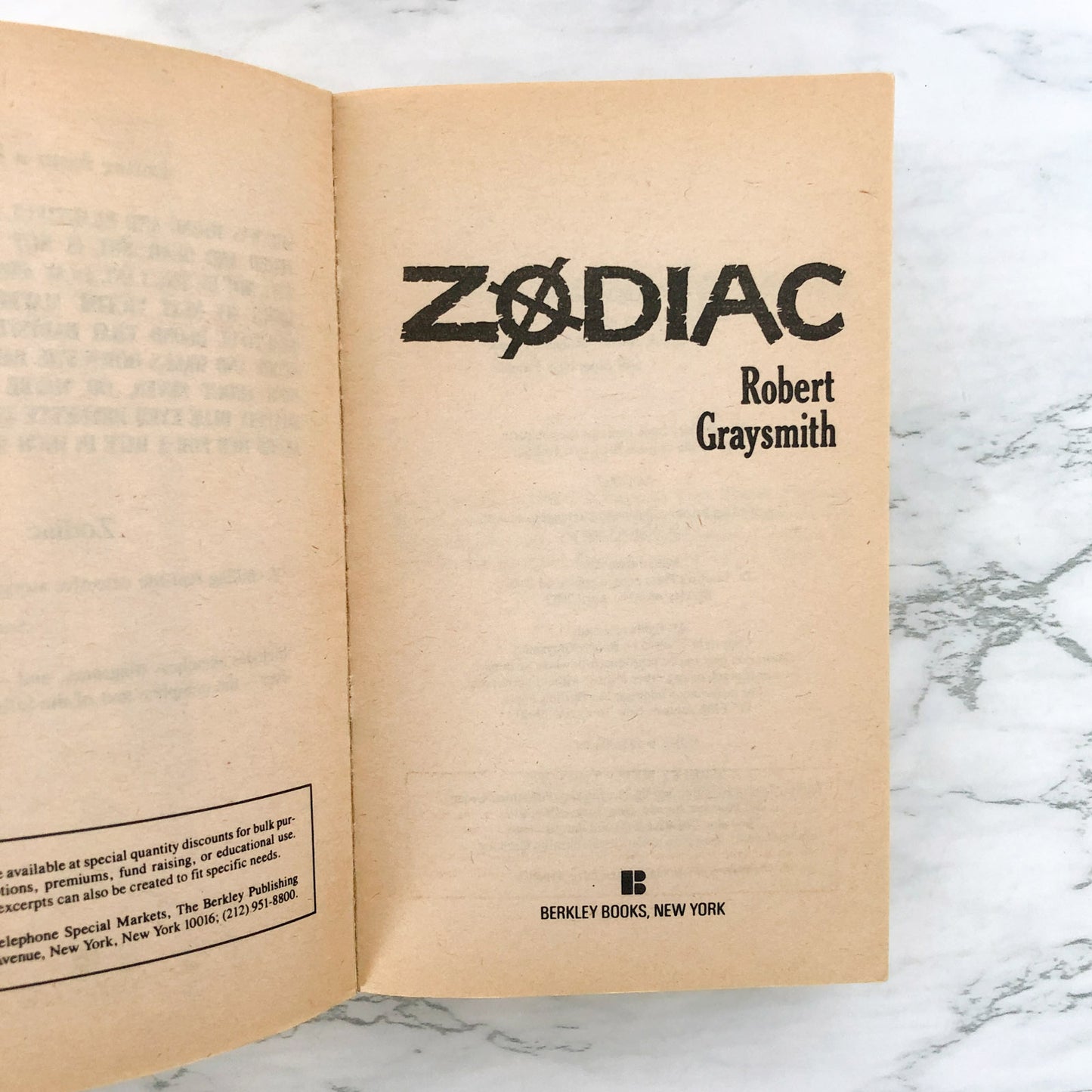Zodiac by Robert Graysmith [1987 PAPERBACK]