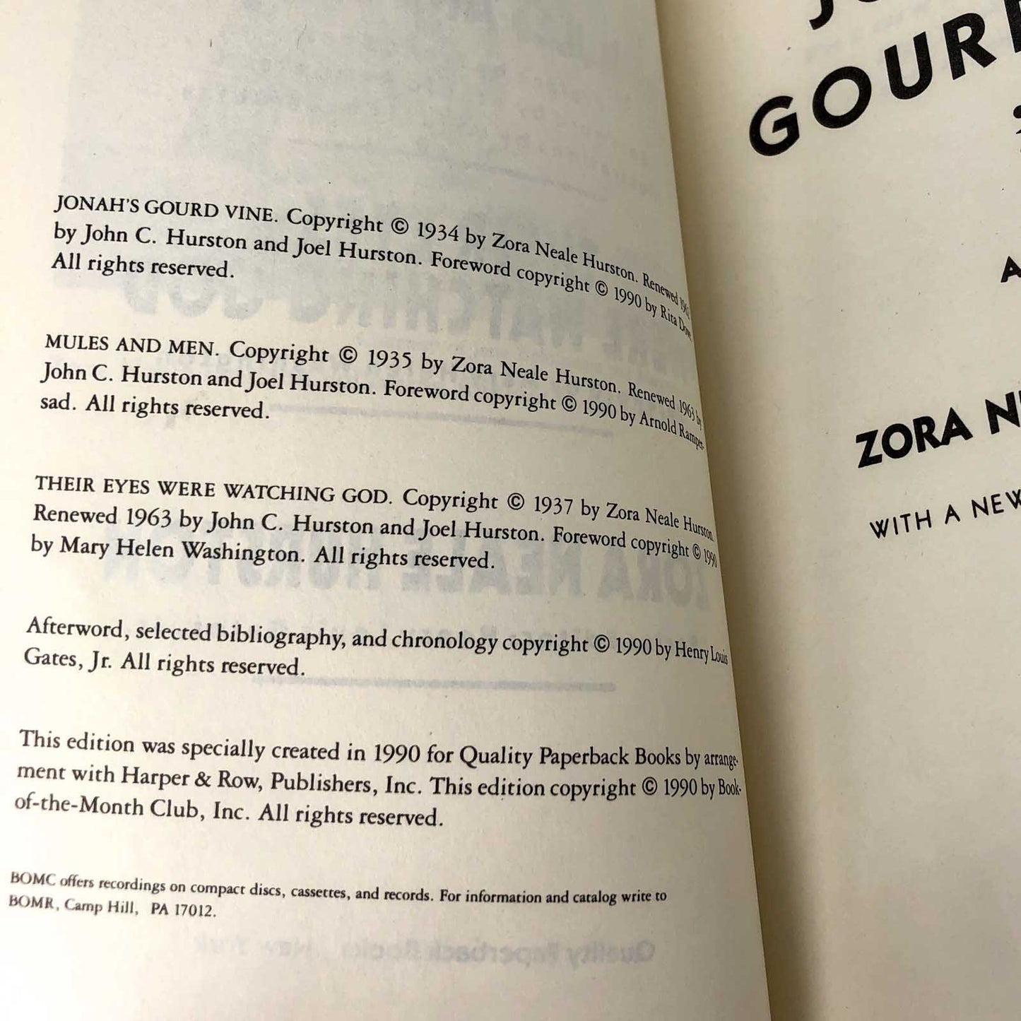 3 Novels by Zora Neale Hurston: Jonah's Gourd Vine, Mules & Men, Their Eyes Were Watching God [TRADE PAPERBACK OMNIBUS] 1990